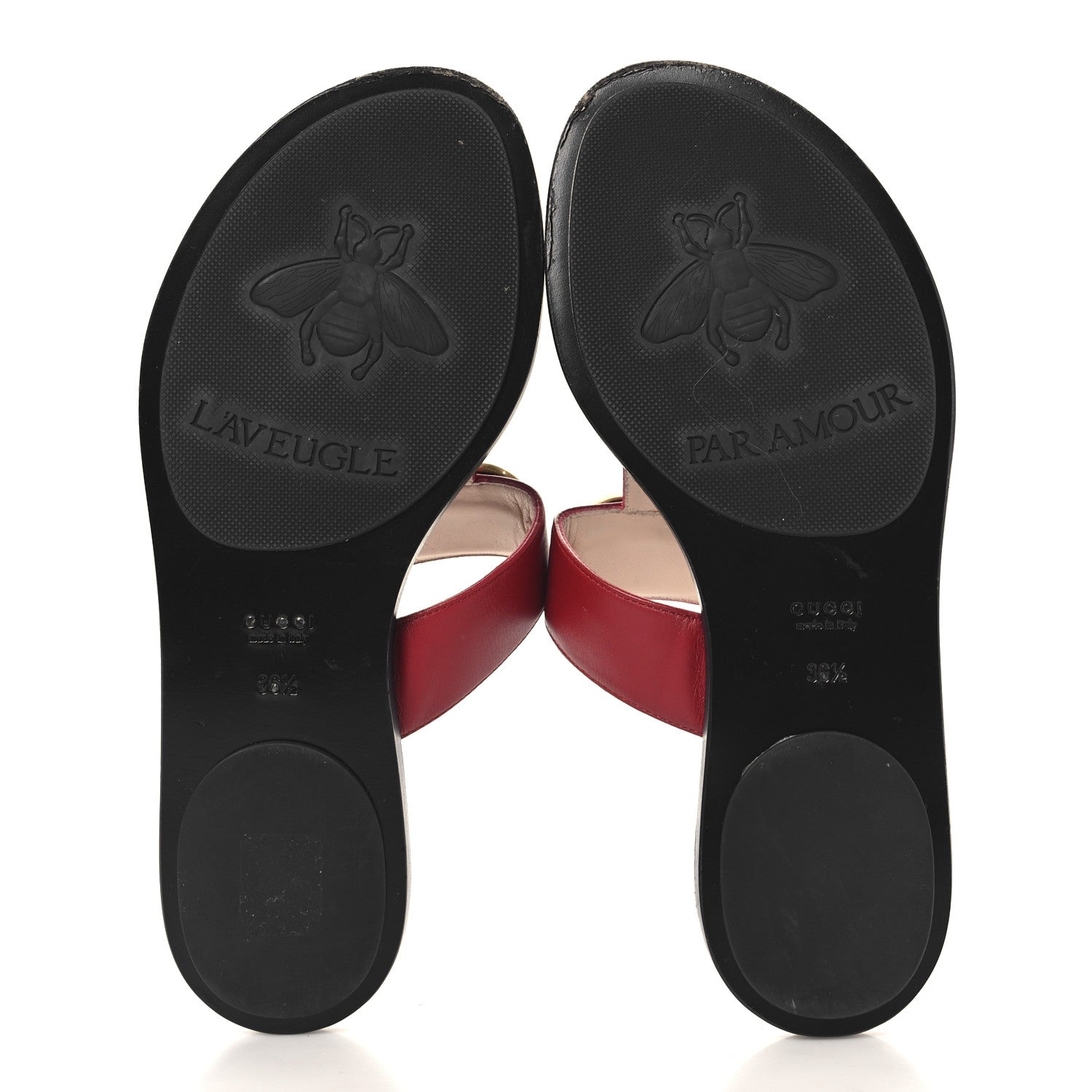 Gucci Calfskin GG Marmont Thong Sandals 36.5 Red 6 of 9