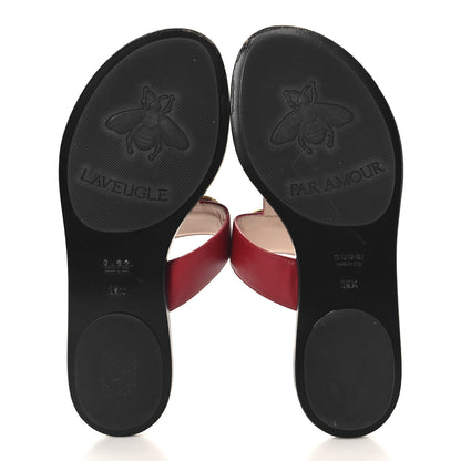 Gucci Calfskin GG Marmont Thong Sandals 36.5 Red 6 of 9