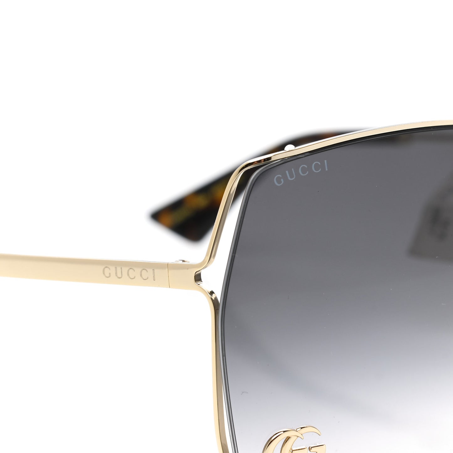 Metal Square Frame Sunglasses GG0817S Gold Grey