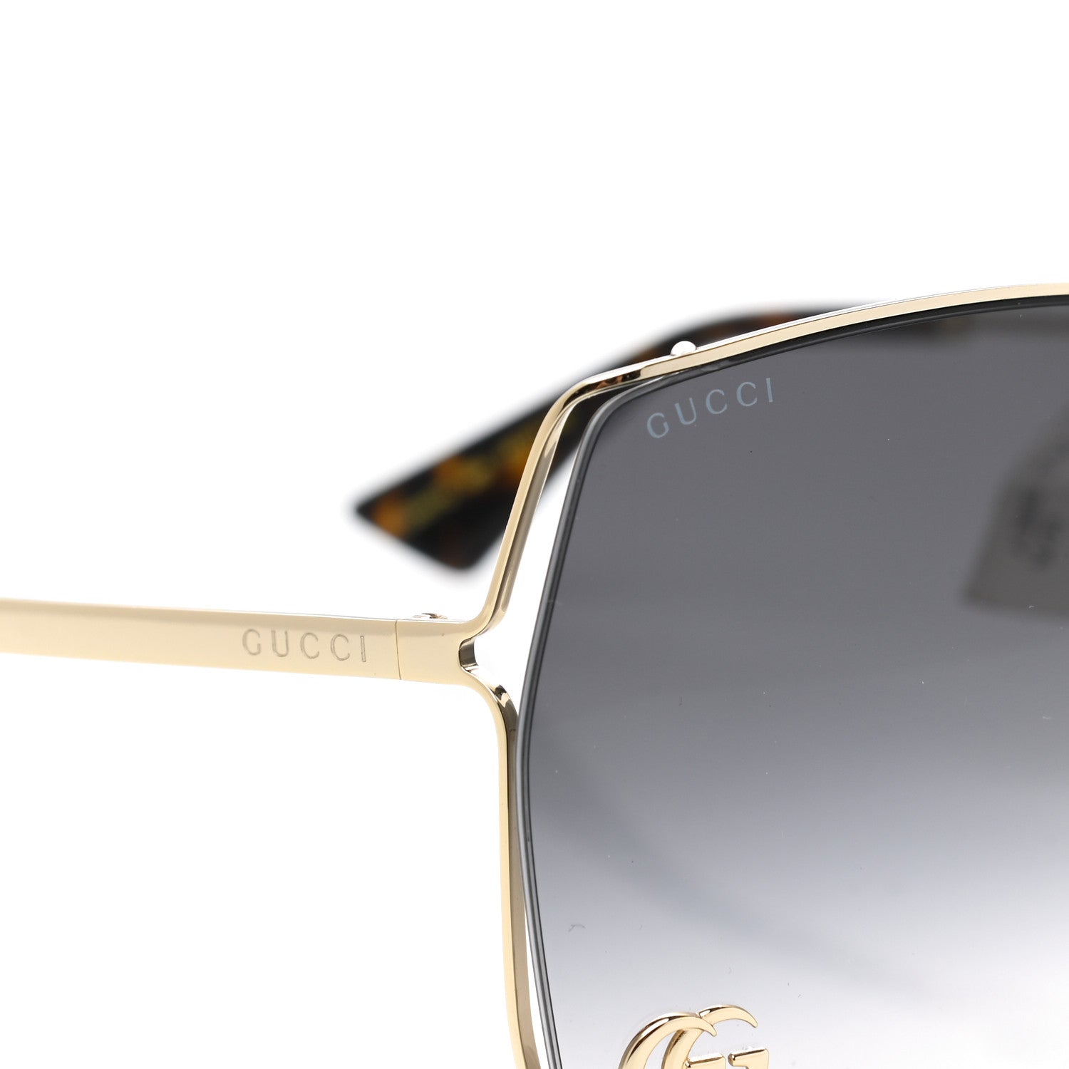 Gucci Metal Square Frame Sunglasses GG0817S Gold Grey 7 of 7