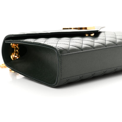 Saint Laurent Grain De Poudre Textured Mixed Matelasse Medium Triquilt Monogram Satchel Vert Fonce 8 of 9