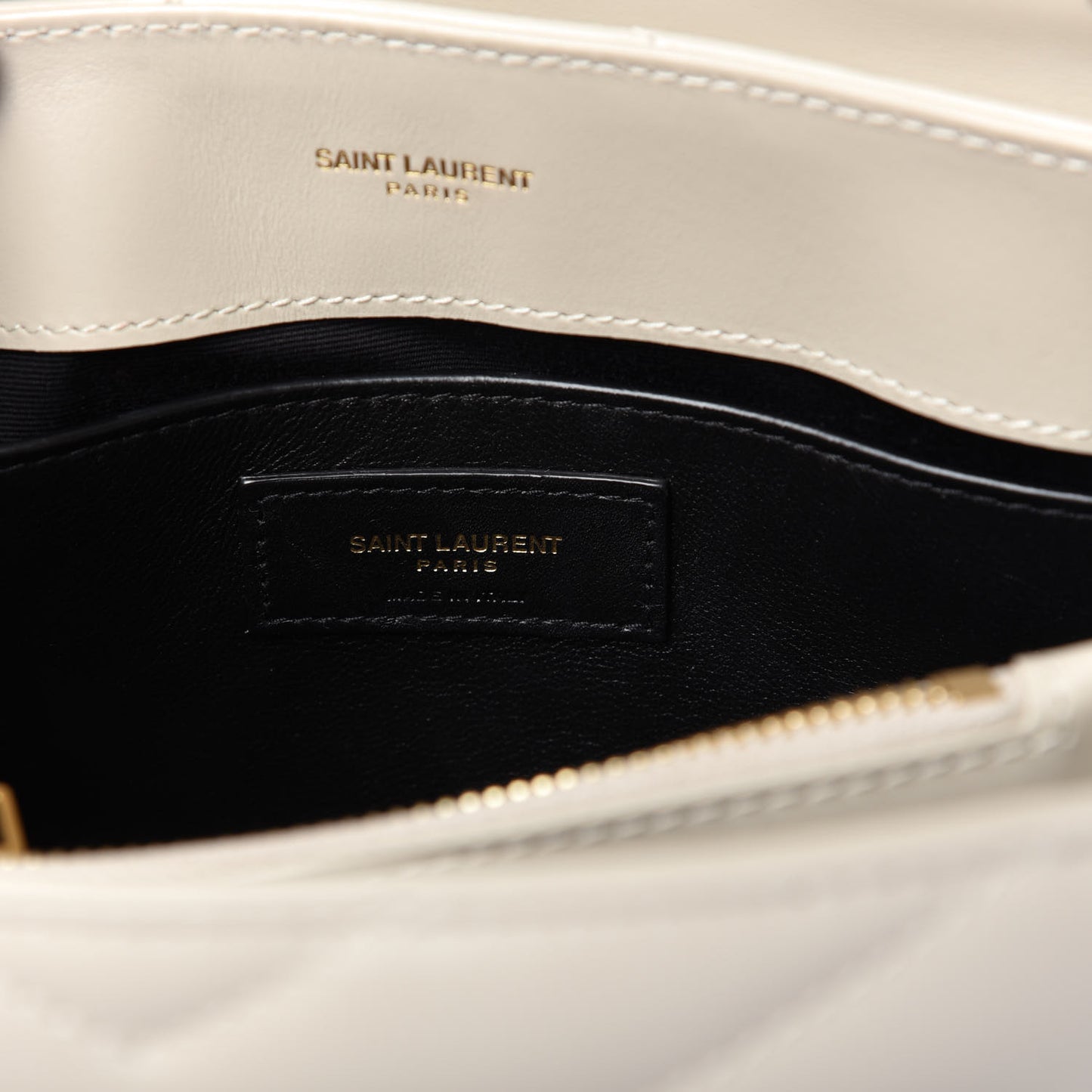 Calfskin Y Quilted Monogram Small Loulou Chain Satchel Ivory