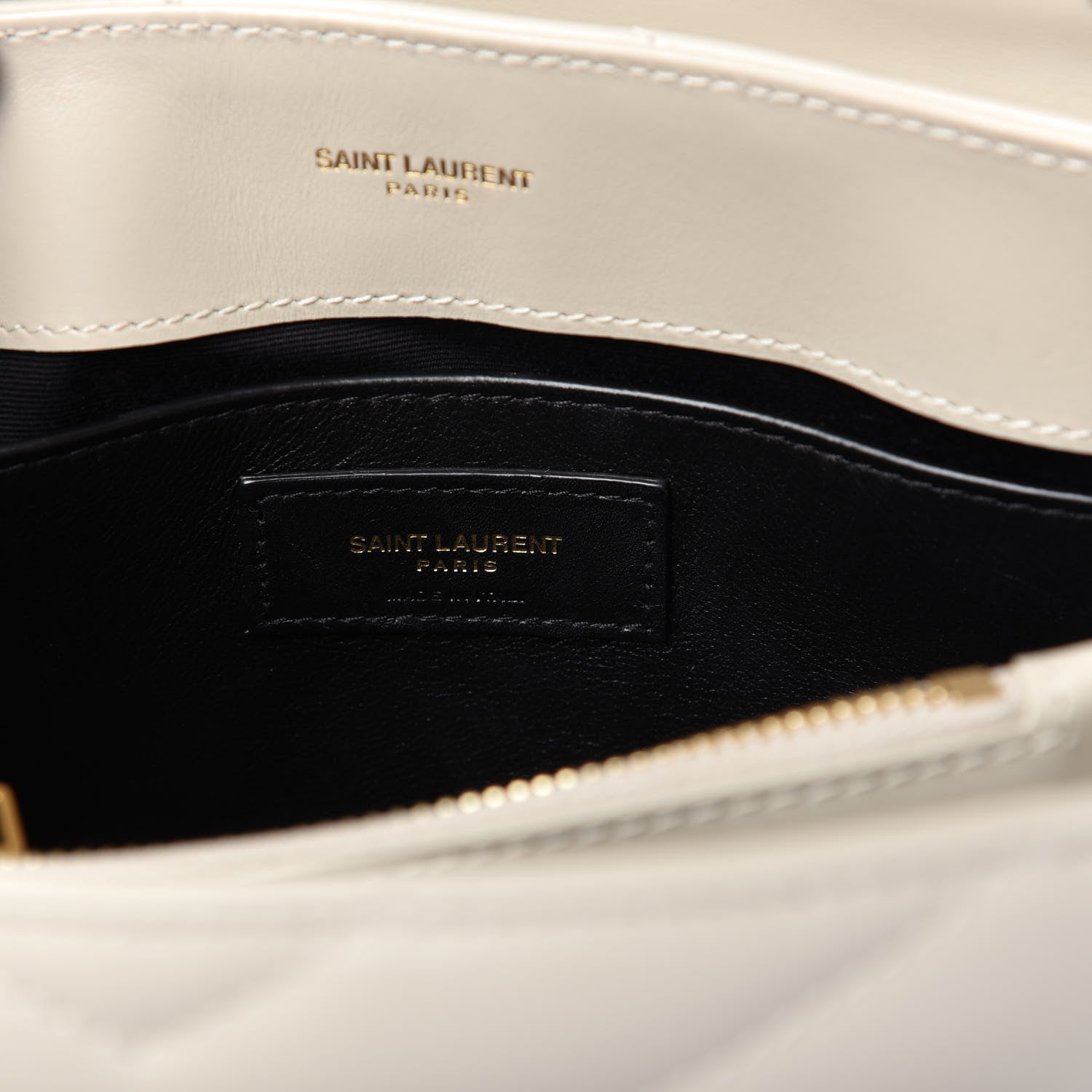 Saint Laurent Calfskin Y Quilted Monogram Small Loulou Chain Satchel Ivory 8 of 9
