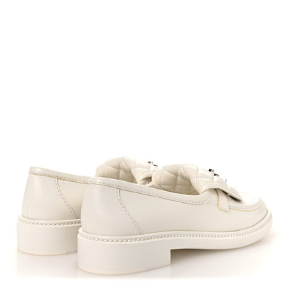 Chanel Shiny Lambskin Quilted CC Turnlock Loafers 37.5 White 5 of 12