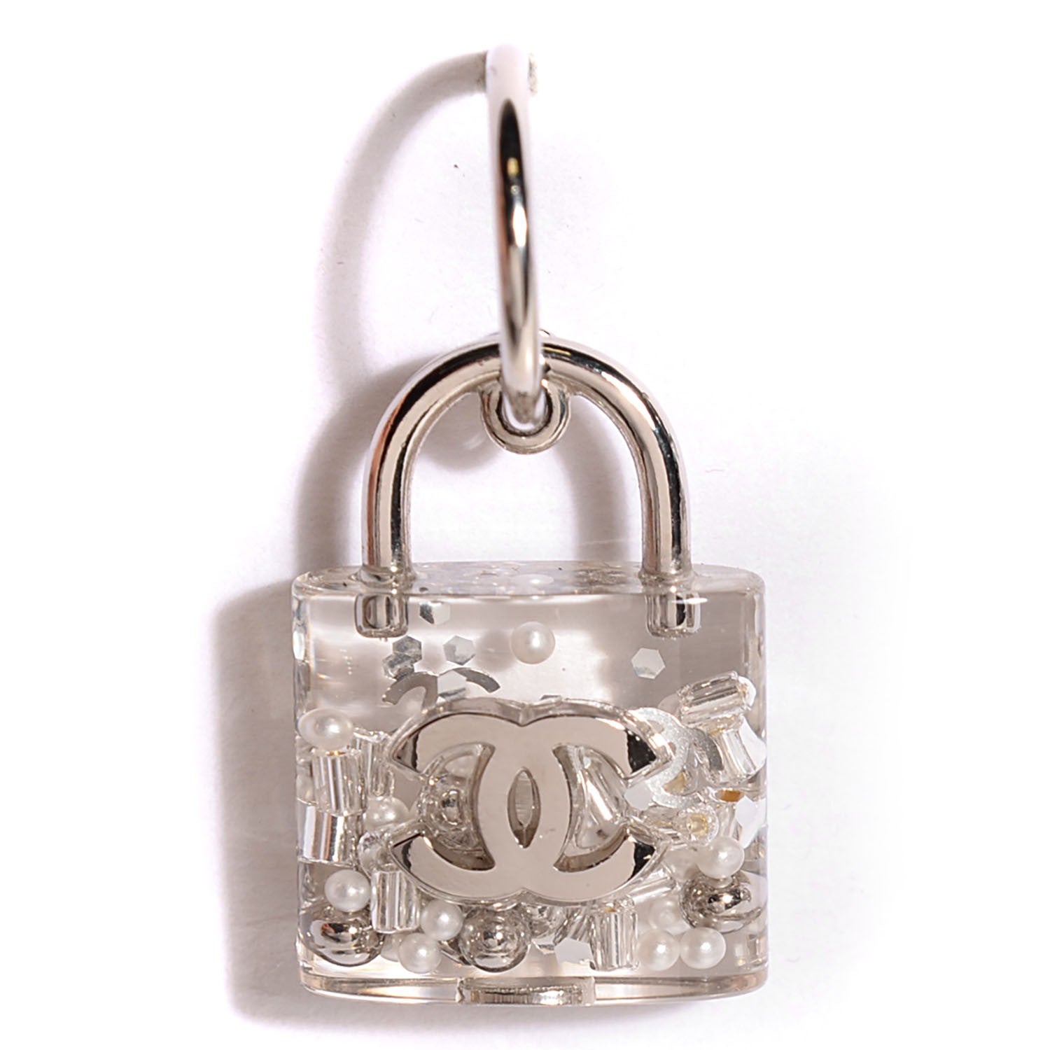 Chanel Pearl CC Padlock Earrings Silver 5 of 6