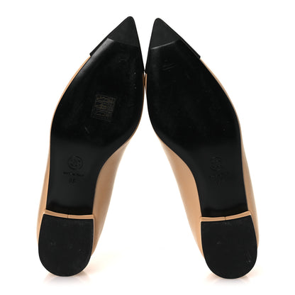 Chanel Lambskin Grosgrain Pointed Toe CC Ballet Flats 39 Beige Black 7 of 13