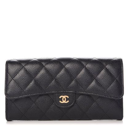 Chanel Caviar Quilted Large Gusset Flap Wallet Black 1 of 9
