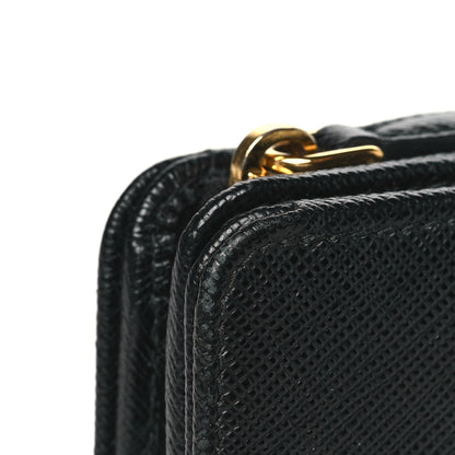 Prada Saffiano Metal Compact Wallet Black Ibisco 9 of 10