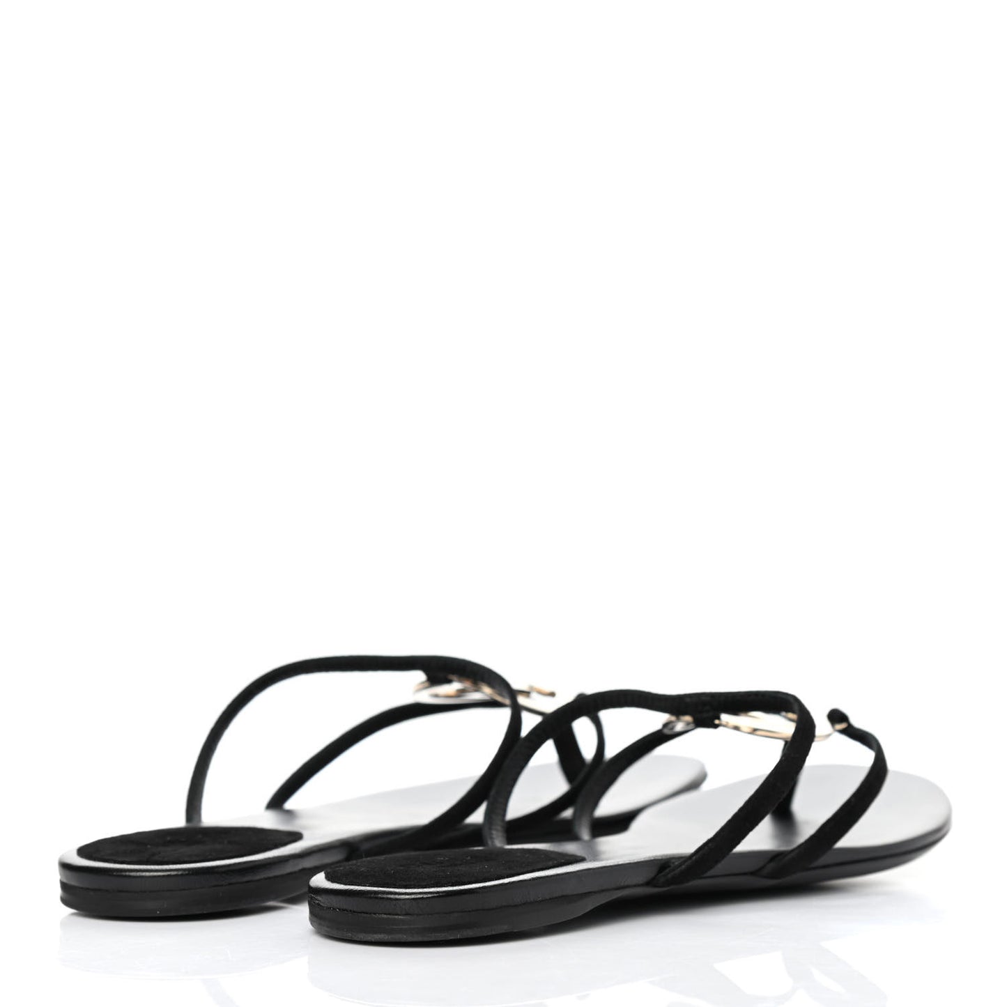 Kid Scamosciato Interlocking G Flat Sandals 38 Black