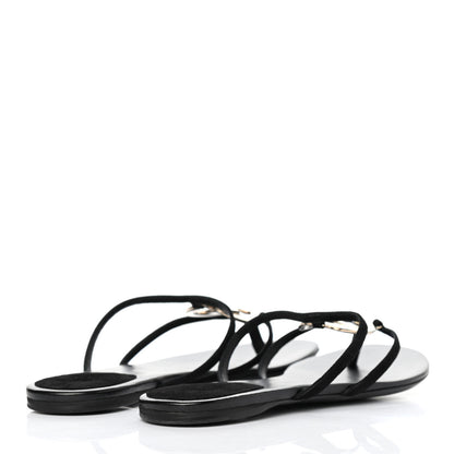 Gucci Kid Scamosciato Interlocking G Flat Sandals 38 Black 3 of 4