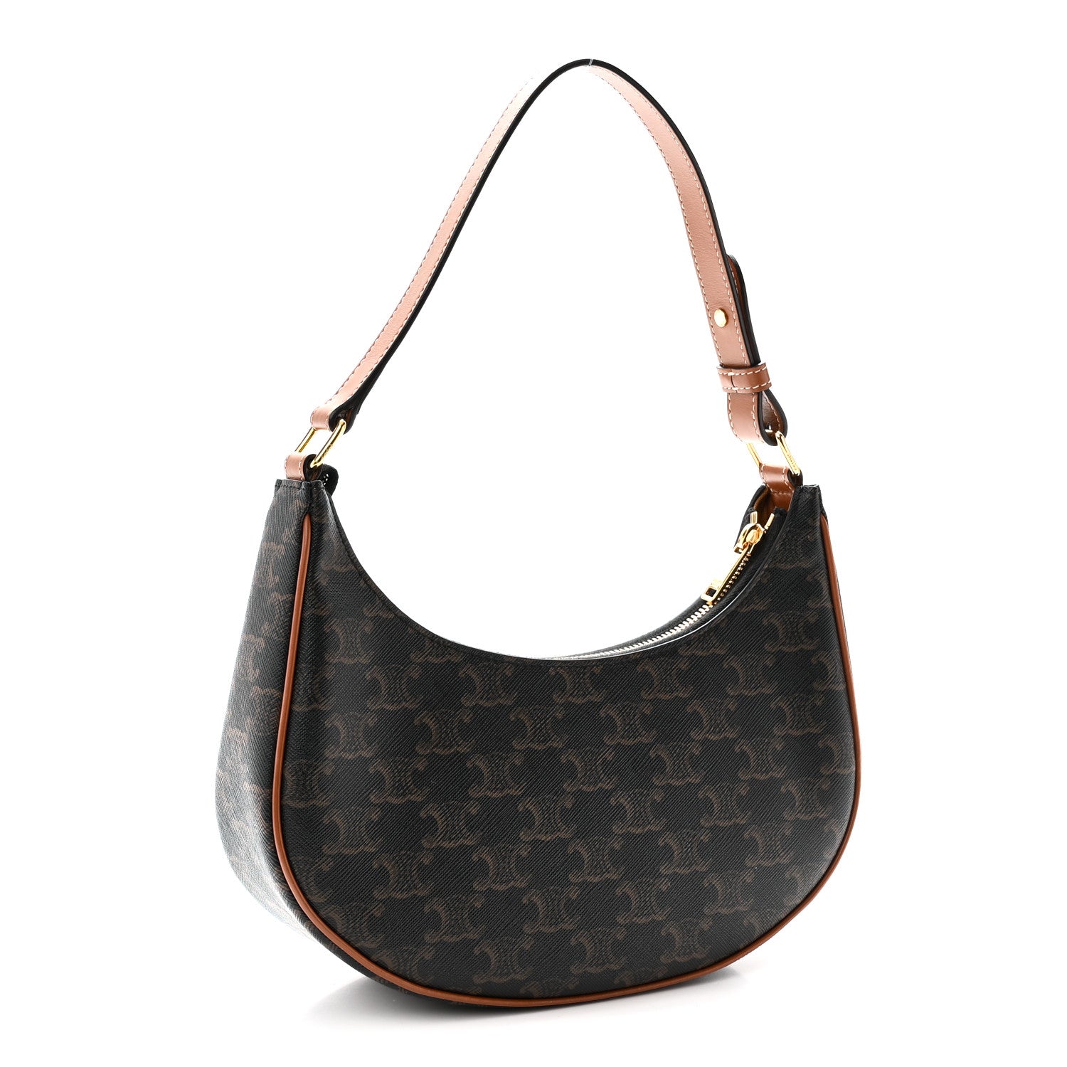 Celine Triomphe Canvas Calfskin Ava Shoulder Bag Tan 3 of 10