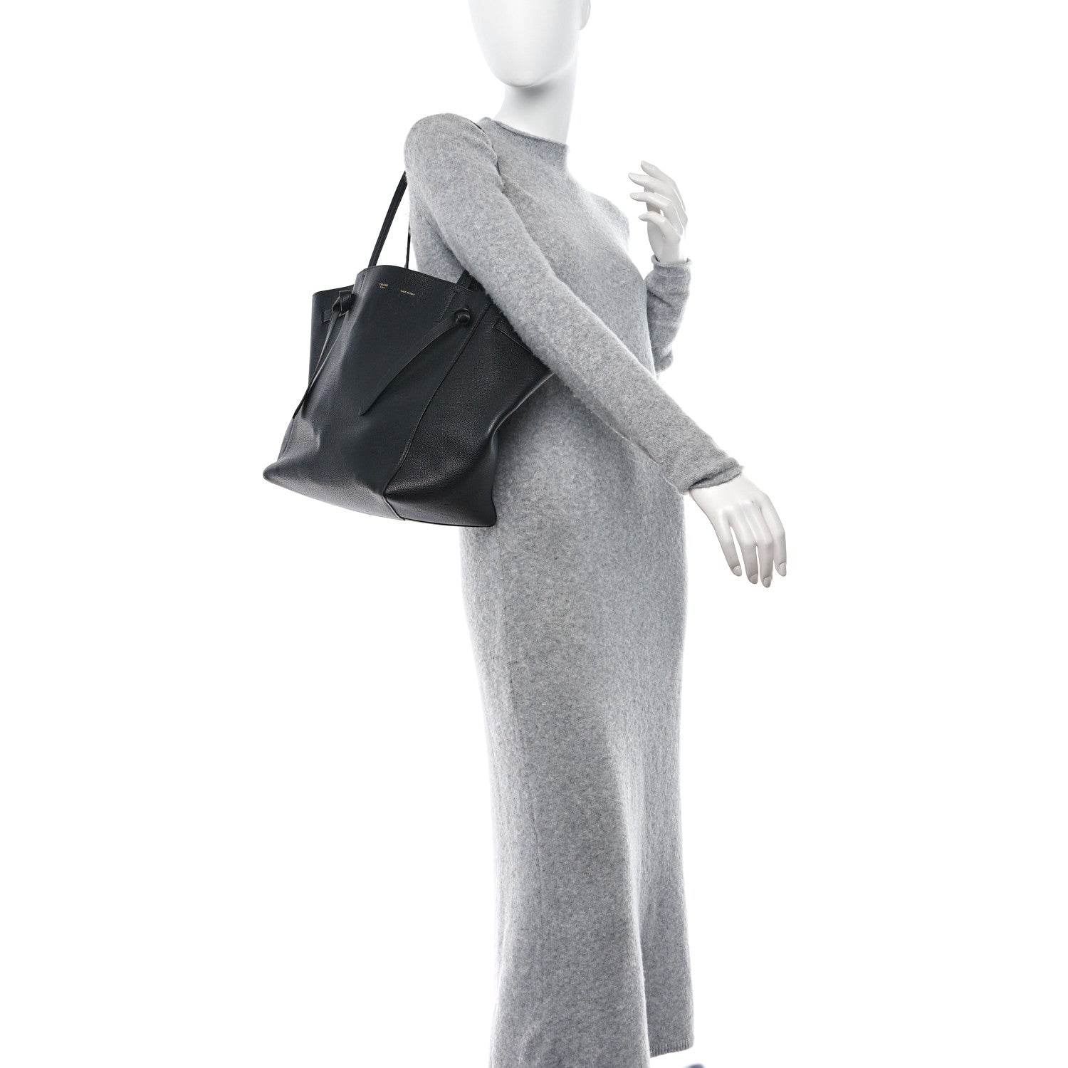 Celine Soft Grained Calfskin Medium Belt Cabas Phantom Black 2 of 9