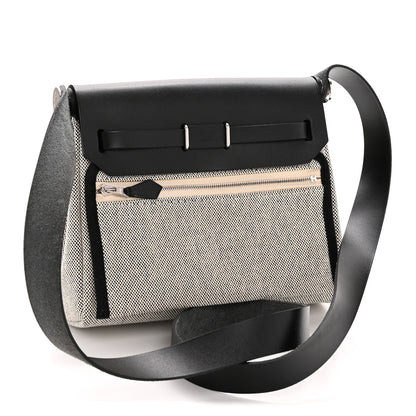 Hermes Military Toile Vache Hunter Herbag Zip Retourne 20 Ecru Black 3 of 11