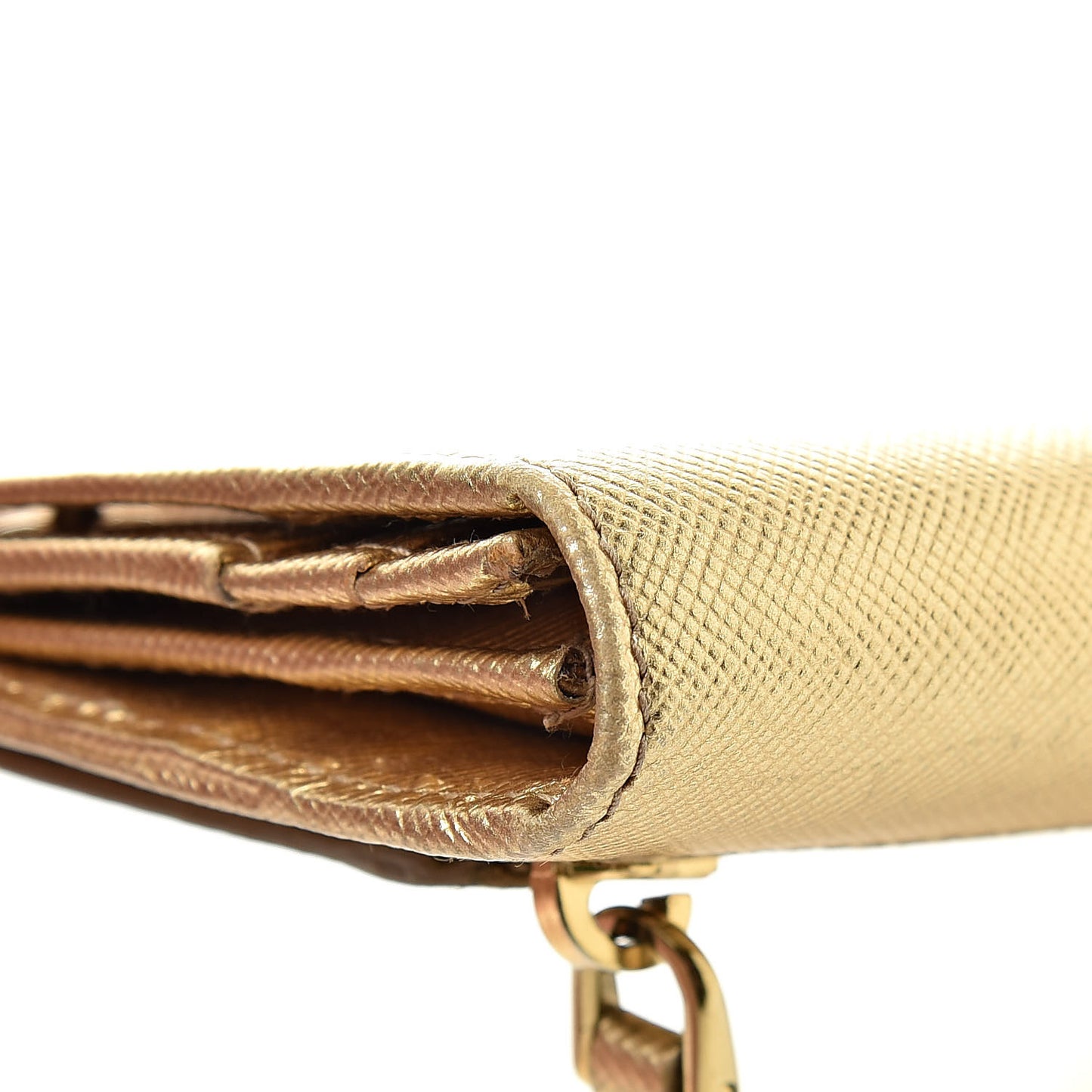 Metallic Saffiano Metal Continental Flap Wallet Platino
