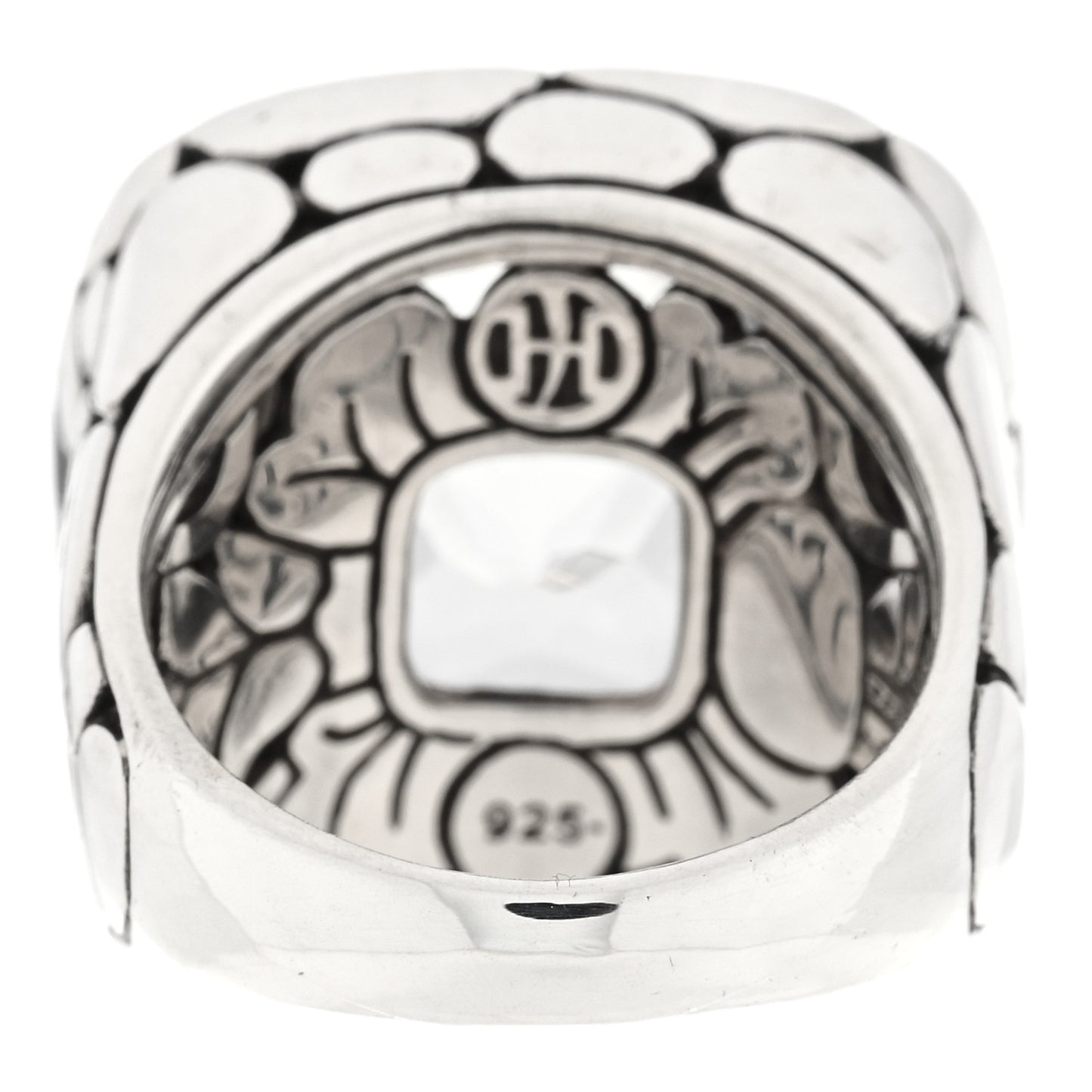Sterling Silver White Topaz Batu Kali Square Ring 54 7