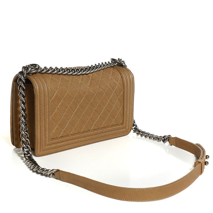 Chanel Metallic Calfskin Quilted Medium Boy Flap Dark Gold 4 of 9