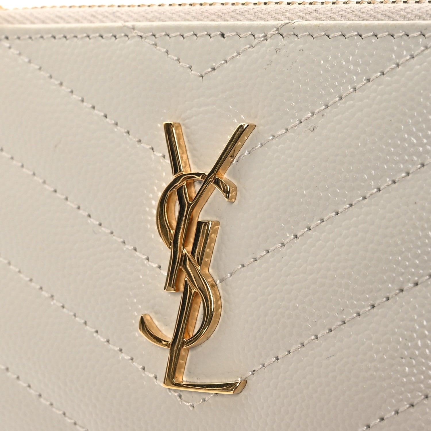 Saint Laurent Monogram Grain de Poudre 5 Fragments Zip Pouch Card Holder Blanc Vintage 12 of 12