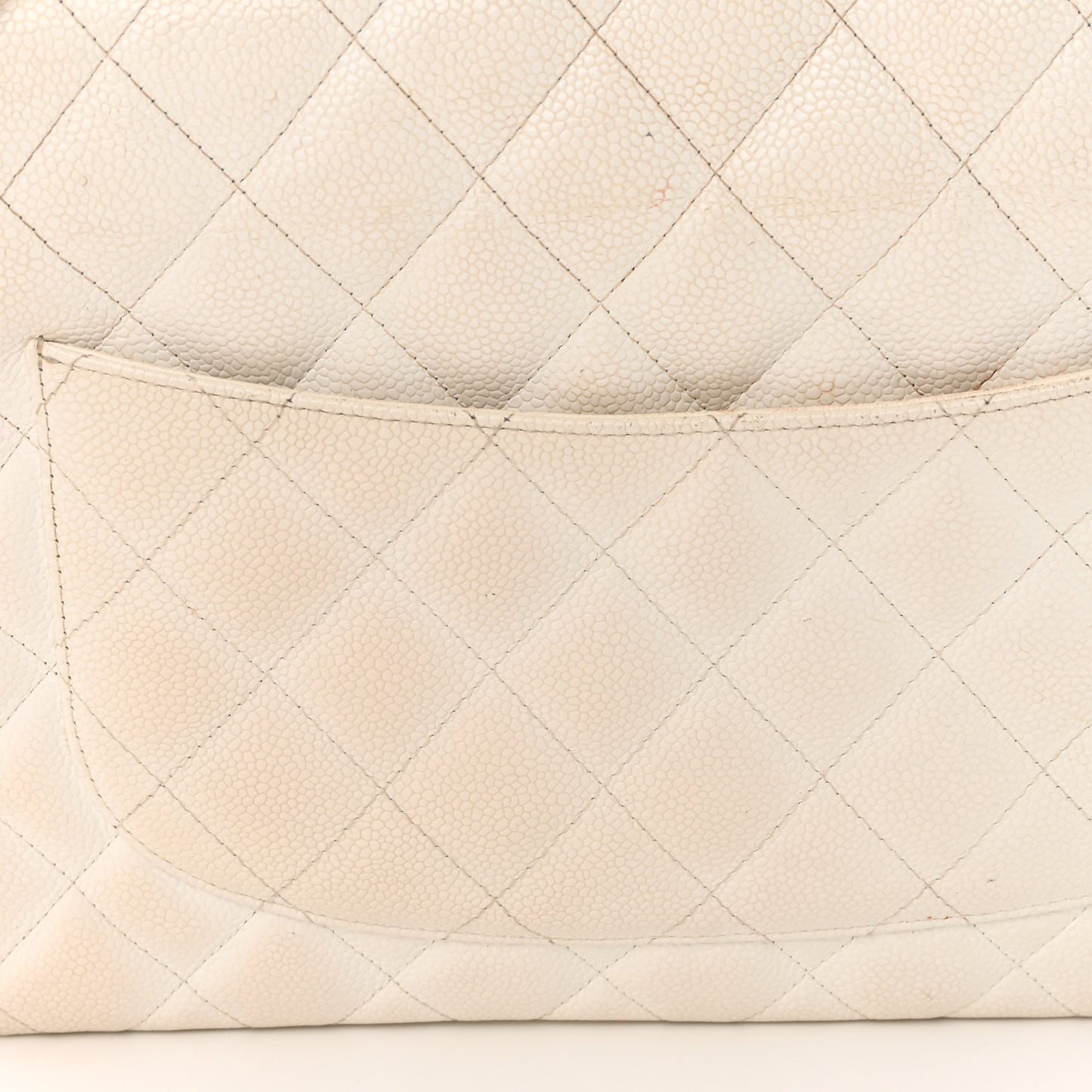 Caviar Quilted Jumbo Single Flap White