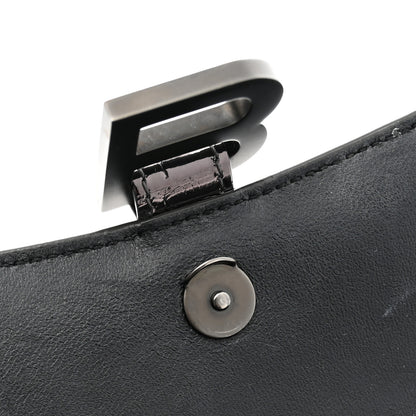 Balenciaga Shiny Metallic Calfskin Crocodile Embossed Hourglass Chain Bag Gunmetal 10 of 10