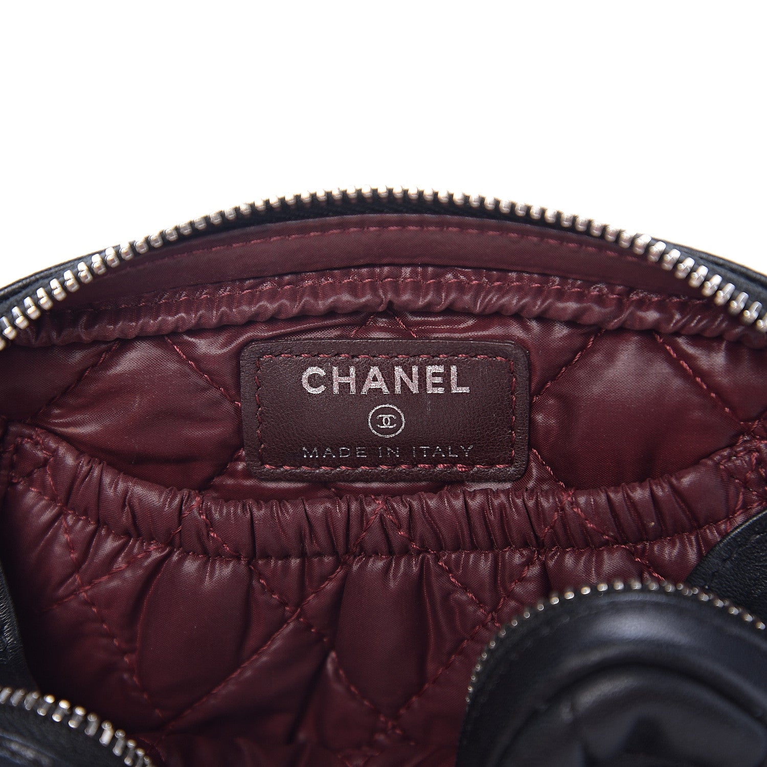 Chanel Lambskin Quilted Small Curvy Pouch Cosmetic Case Black 5 of 6