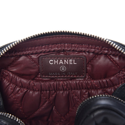 Chanel Lambskin Quilted Small Curvy Pouch Cosmetic Case Black 5 of 6