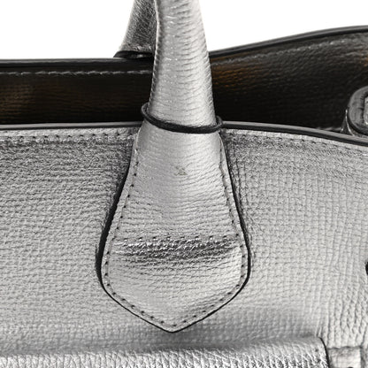 Burberry Metallic Calfskin Broguing Medium Banner Tote Silver 13 of 14