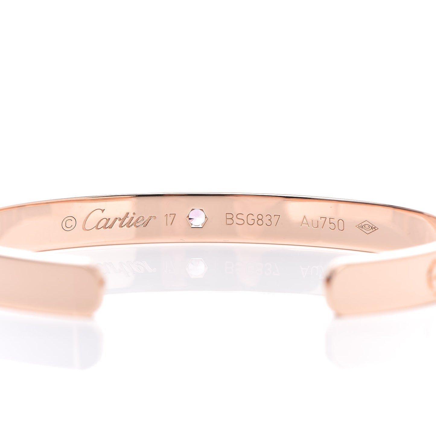 18K Pink Gold Pink Sapphire LOVE Cuff Bracelet 17