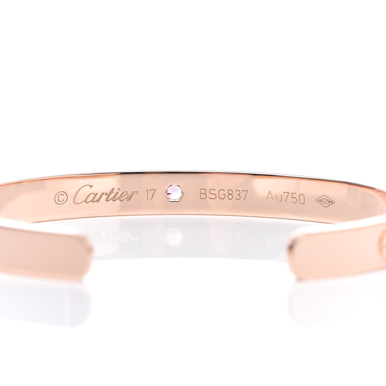 Cartier 18K Pink Gold Pink Sapphire LOVE Cuff Bracelet 17 4 of 4