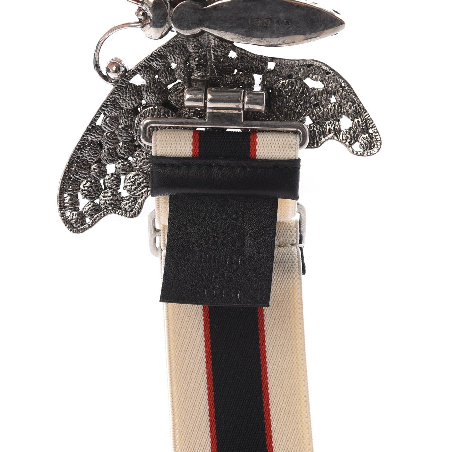 Jacquard Crystal Stripe Butterfly Belt 90 36 White