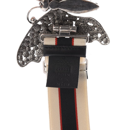 Gucci Jacquard Crystal Stripe Butterfly Belt 90 36 White 3 of 4