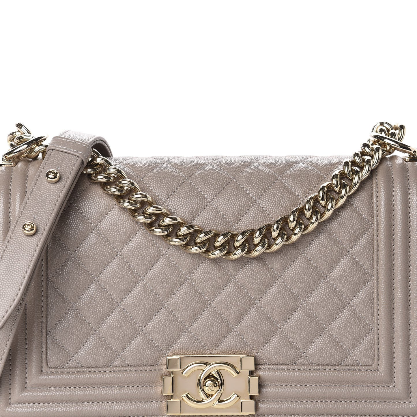 Caviar Quilted Medium Boy Flap Dark Beige
