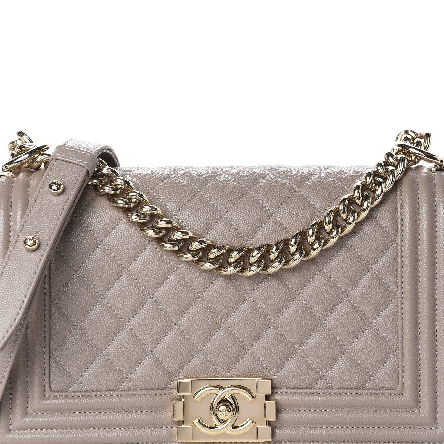 Chanel Caviar Quilted Medium Boy Flap Dark Beige 10 of 11
