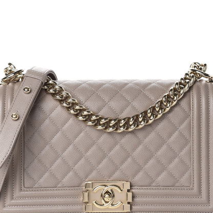Chanel Caviar Quilted Medium Boy Flap Dark Beige 10 of 11
