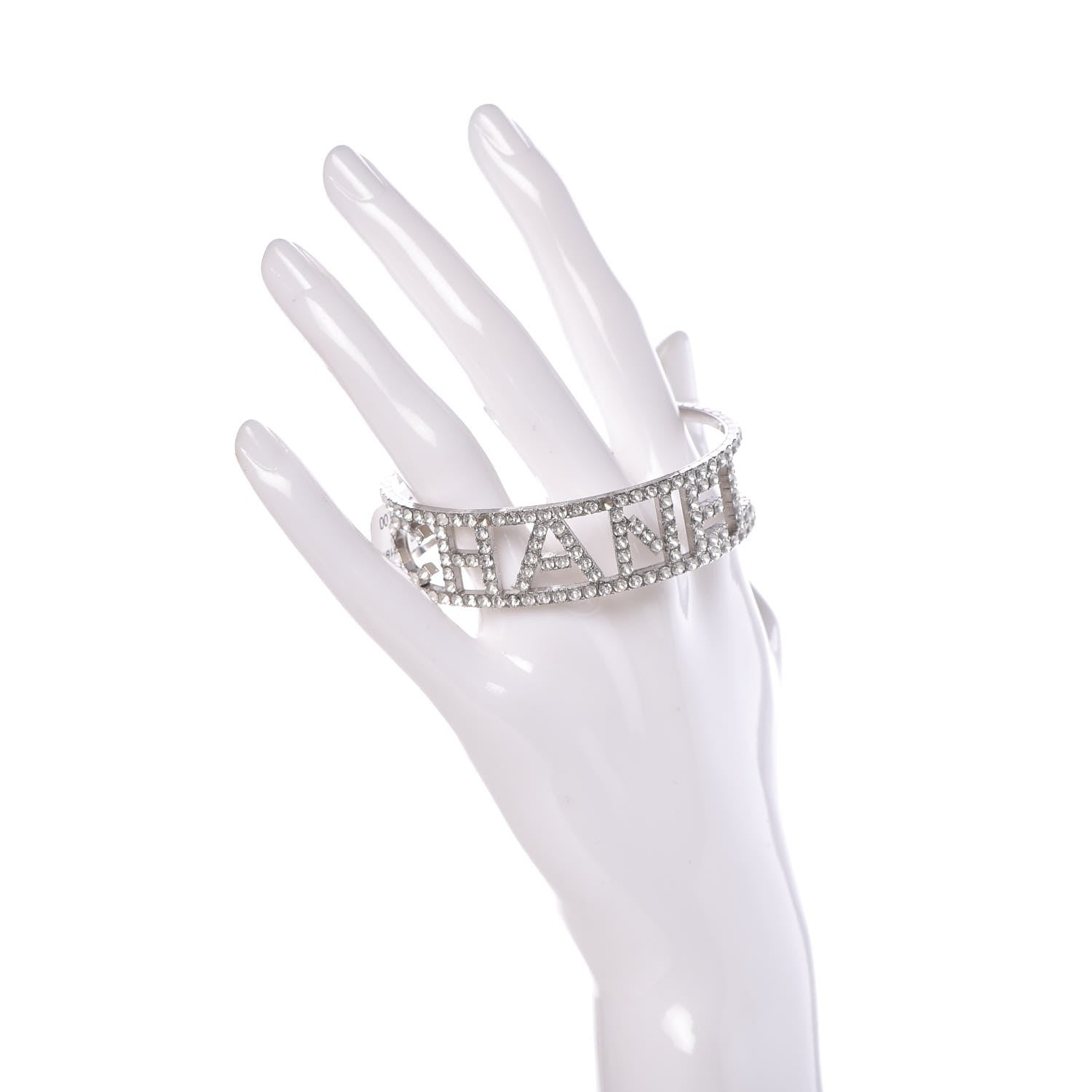 Chanel Crystal Logo Cuff M Silver 2 of 4