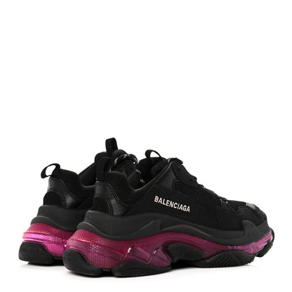 Balenciaga Fabric Mesh Clear Sole Womens Triple S Sneakers 38 Black Pink Neon 4 of 7