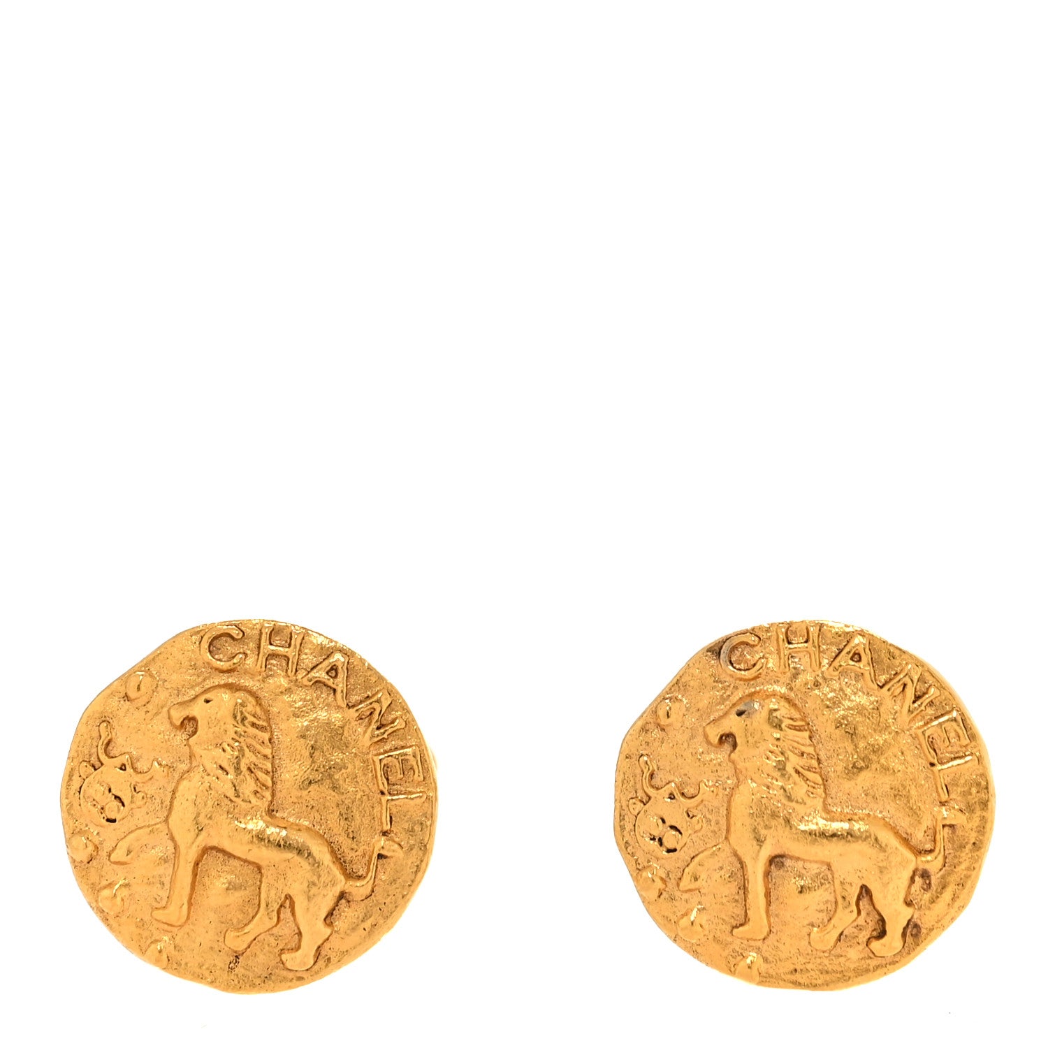 Chanel Round Lion Cufflinks Gold 1 of 4