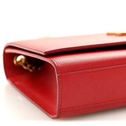Saint Laurent Grain De Poudre Medium Monogram Kate Satchel Red 8 of 9