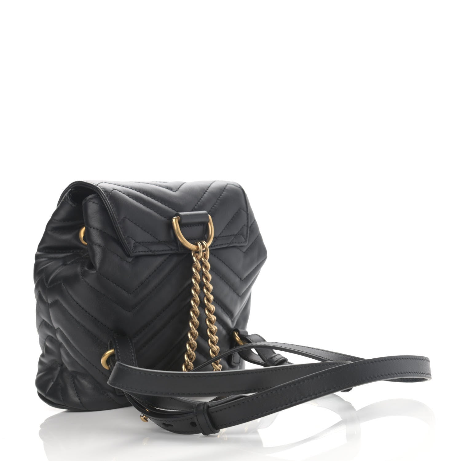 Gucci Calfskin Matelasse GG Marmont Flap Backpack Black 3 of 10