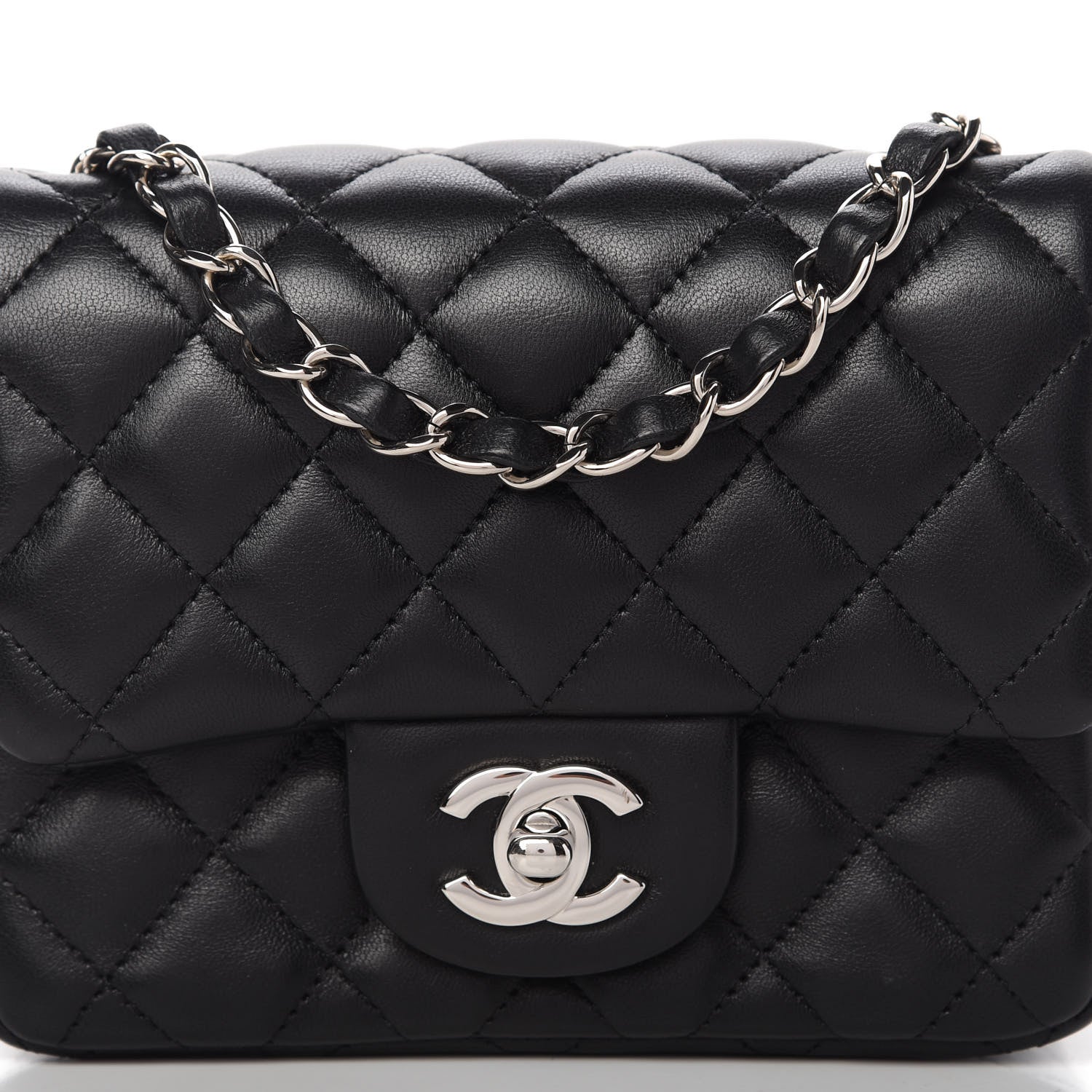 Chanel Lambskin Quilted Mini Square Flap Black 10 of 11