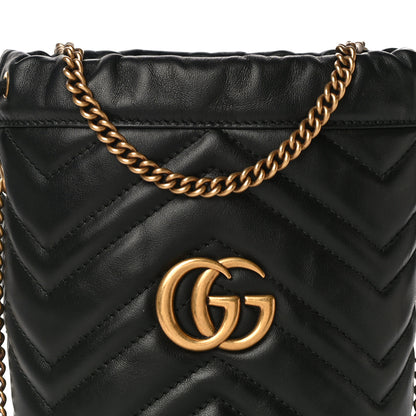 Gucci Calfskin Matelasse Mini GG Marmont 2.0 Bucket Bag Black 7 of 9
