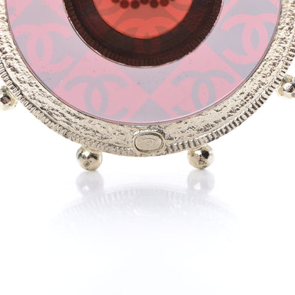 Chanel Resin Crystal Pearl CC Brooch Red Gold 4 of 5