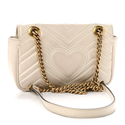 Gucci Calfskin Matelasse Mini GG Marmont Shoulder Bag White 3 of 11