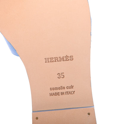 Hermes Epsom Oran Sandals 35 Bleu Paradis 6 of 7