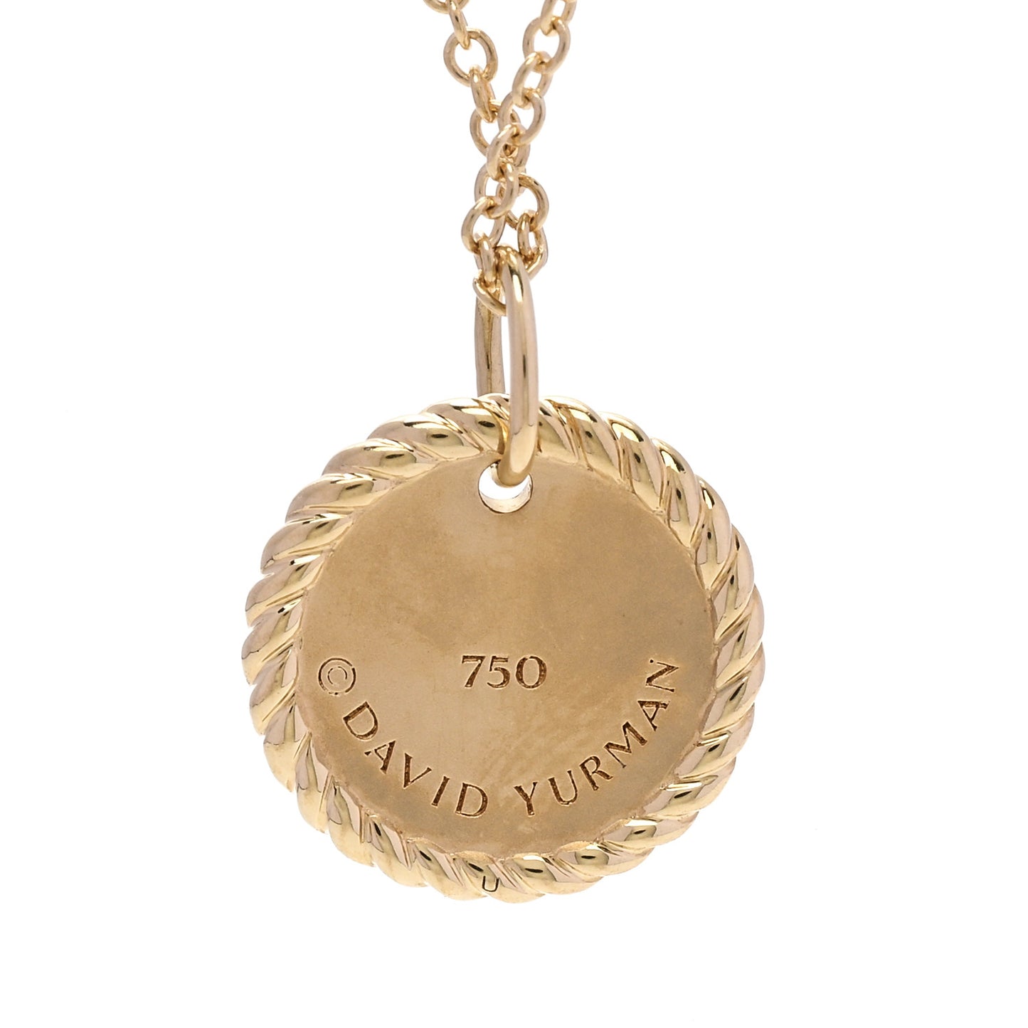 18K Yellow Gold Diamond Cable Collectibles Pave Charm Pendant Necklace