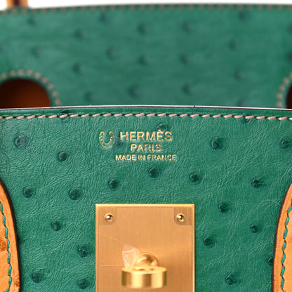 Hermes Ostrich Horseshoe Birkin 30 Vert Vertigo Safran 6 of 10