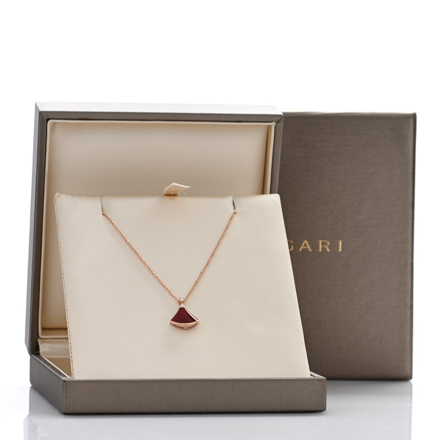 Bulgari 18K Rose Gold Diamond Carnelian Divas' Dream Pendant Necklace 5 of 5