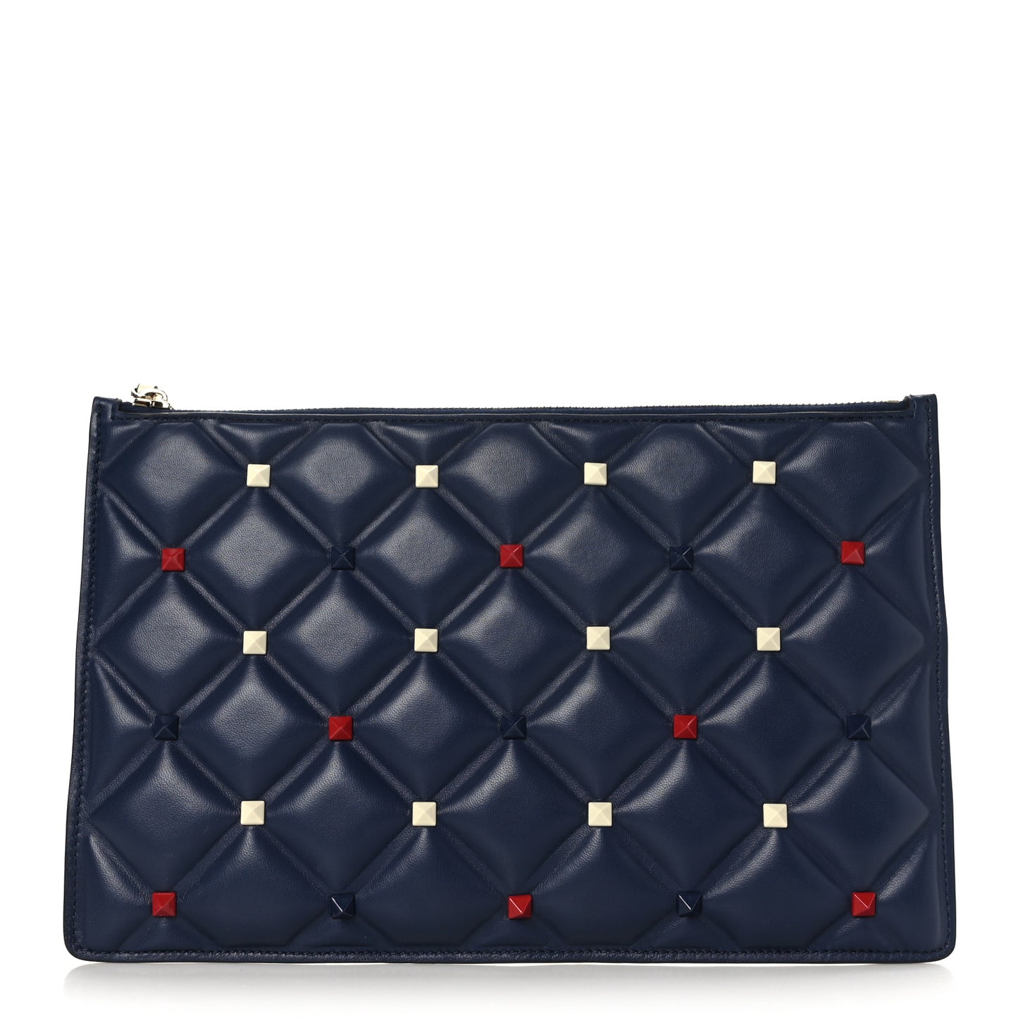 Nappa Candystud Zip Pouch Navy Red White
