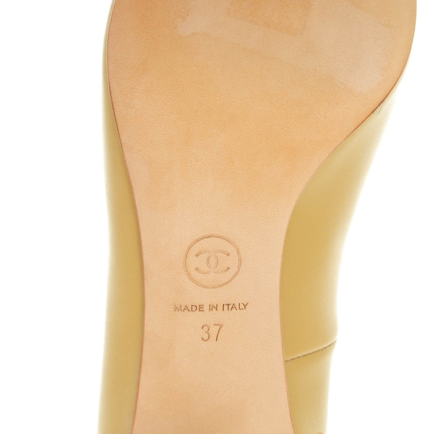 Calfskin Chain Peep Toe Pumps 37 Beige
