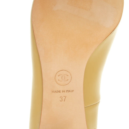 Chanel Calfskin Chain Peep Toe Pumps 37 Beige 6 of 8