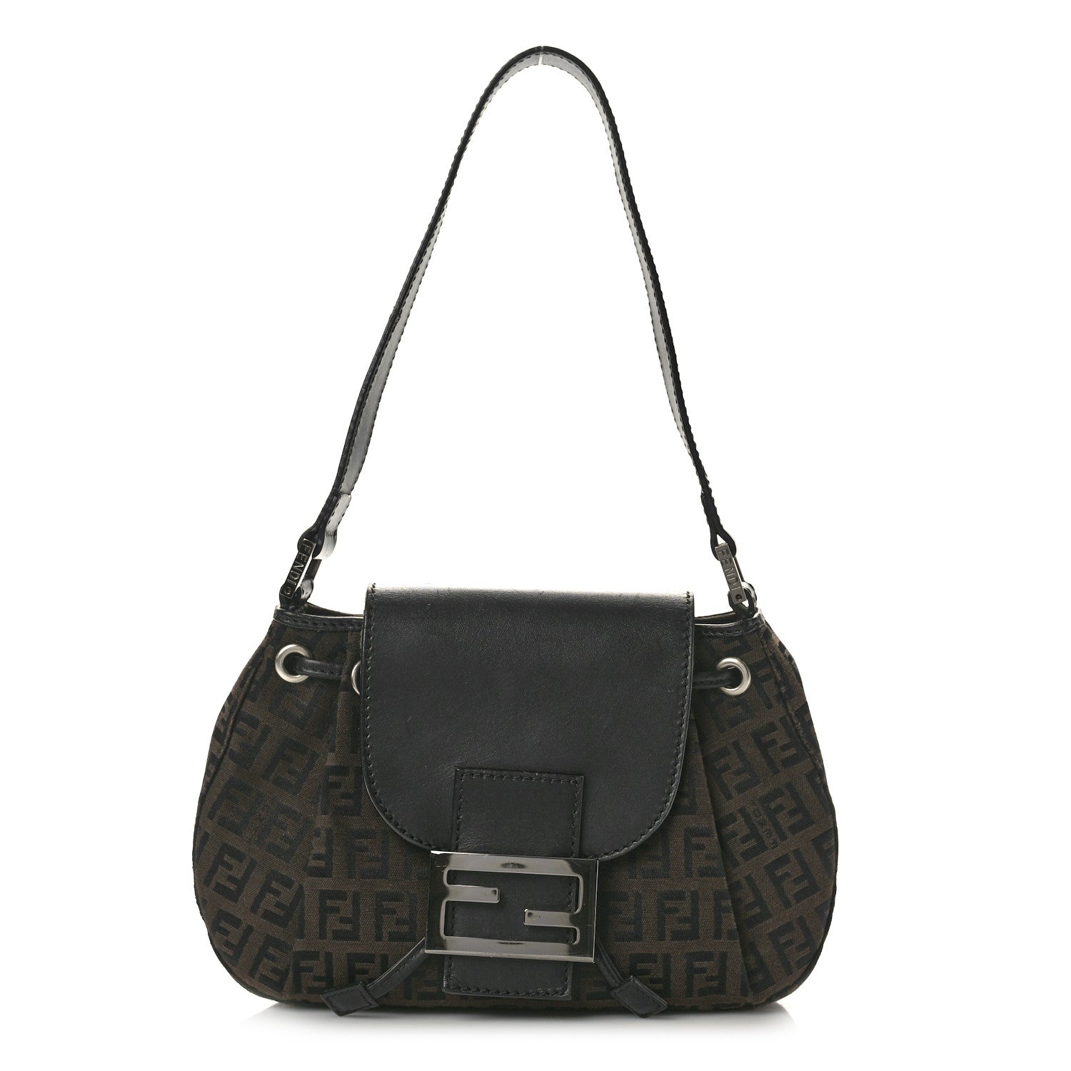 Fendi Zucchino Mini Shoulder Bag Tobacco Black 1 of 10